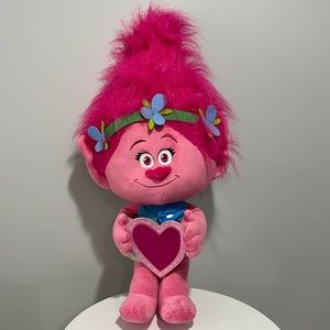 Dreamwork’s Trolls plush doll 27” large holding a heart freestanding